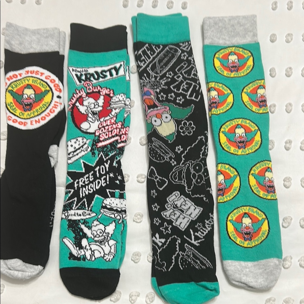 Krusty the Clown Themed Men's Socks - Multicolor -set of 4 - never worn